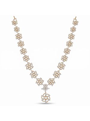 Floral Rose Gold Diamond Necklace-hover