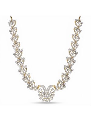 Butterfly Cluster Gold Diamond Necklace-hover