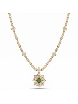 Meridian Emerald Floral Diamond Necklace-hover
