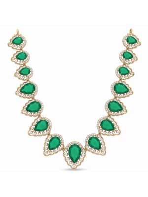 Emerald Teardrop Rose Diamond Necklace-hover