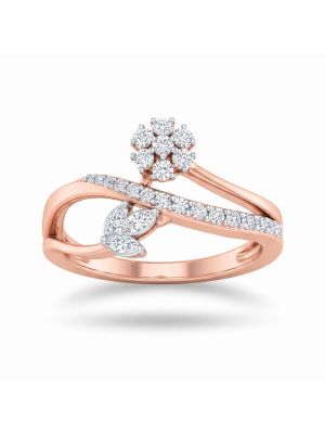 Floral Petal Marquise Rose Diamond Ring-hover
