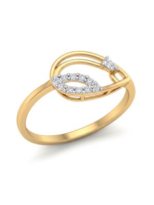 Modern Leaf Contour Diamond Ring-hover