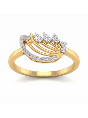Celestial Feather Wave Diamond Ring-hover