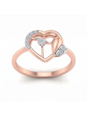 Romantic Open Heart Rose Diamond Ring-hover