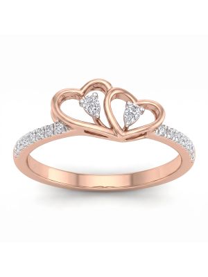Twin Heart Pear Diamond Gold Ring-hover