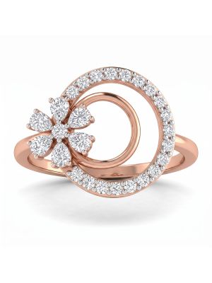 Dual Circle Blossom Rose Diamond Ring-hover