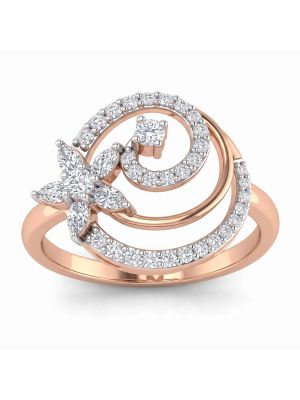 Swirling Floral Galaxy Rose Diamond Ring-hover