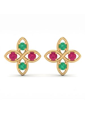 Infinity Cross Ruby Emerald Dimaond Earrings-hover