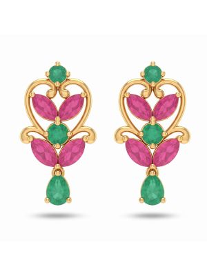 Radiant Ruby Botanical Diamond Drop Earrings-hover