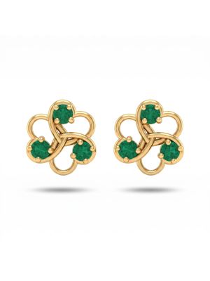 Mayura Emerald Diamond Stud Earrings-hover