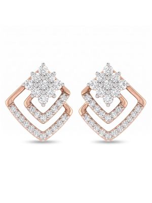 Stellar Rose Diamond Stud Earrings-hover