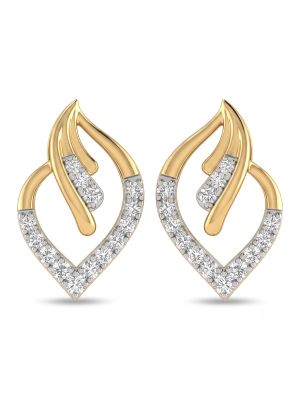 Swirling Leaf Diamond Stud Earrings-hover