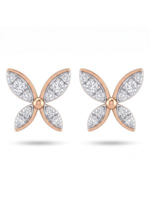 Petal Floral Diamond Stud Earrings-hover