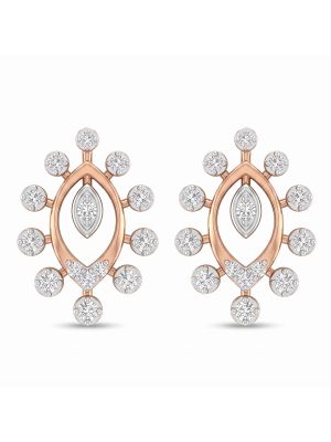 Sunburst Pear Rose Diamond Stud Earrings-hover