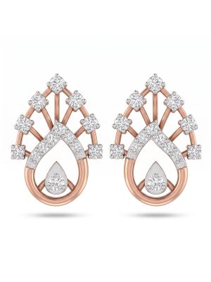 Pear Rose Diamond Stud Earrings-hover