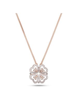 Romantic Heart Lattice Clover Diamond Necklace-hover