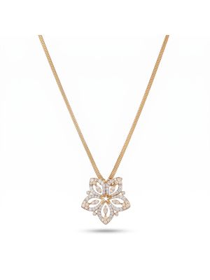 Grand Floral Lattice Diamond Medallion Necklace-hover