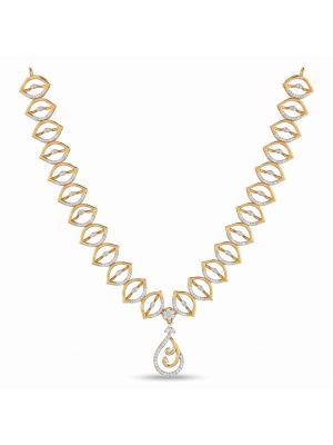 Floral Marquise Diamond Gold Necklace-hover