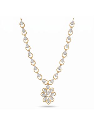 Teardrop Loop Floral Diamond Gold Necklace-hover
