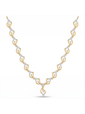 Regal Wave Leaf Diamond Gold Necklace-hover