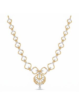 Pearl Drop Rhombus Diamond Gold Necklace-hover