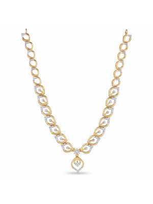 Drop Shield Diamond Gold Necklace-hover