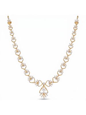Heart Crown Diamond Gold Necklace-hover