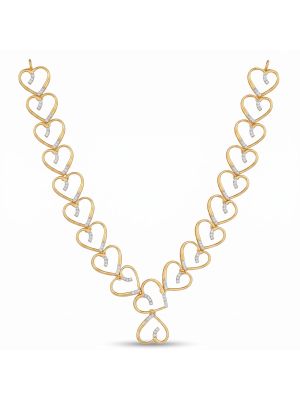 Drop Heart Diamond Gold Necklace-hover