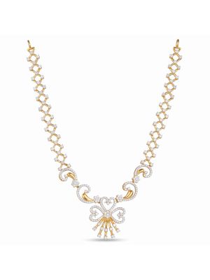 Scroll Lattice Diamond Gold Necklace-hover