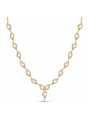 Swirl Teardrop Diamond Gold Necklace-hover