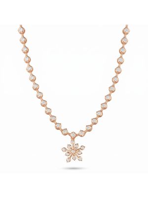 Celestial Snowflake Motif Diamond Necklace-hover