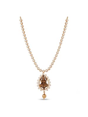 Auspicious Goddess Lakshmi Oval Halo Diamond Necklace-hover