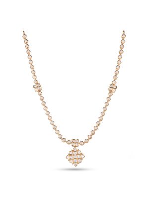 Floral Cluster Rhombus Drop Diamond Necklace-hover