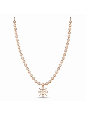 Radiant Sunburst Drop Diamond Necklace-hover