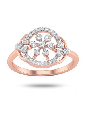 Romantic Rose Gold Floral Diamond Ring-hover