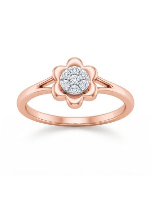 Petite Flower Crown Rose Diamond Ring-hover