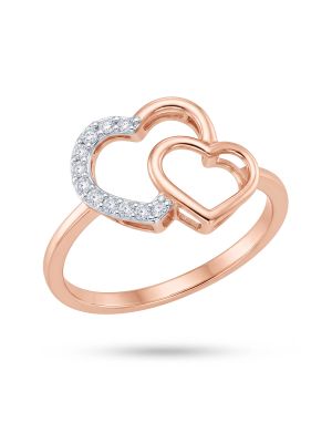 Romantic Double Heart Rose Diamond Ring-hover
