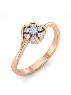 Elegant Flower Cluster Solitaire Rose Diamond Ring-hover