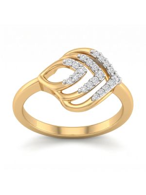 Elegant Tiered Leaf Diamond Ring-hover