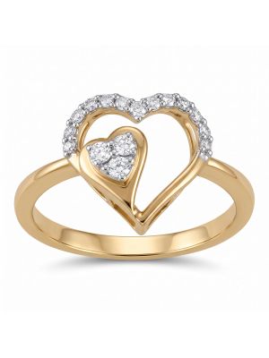 Elegant Nested Dual Heart Diamond Ring-hover