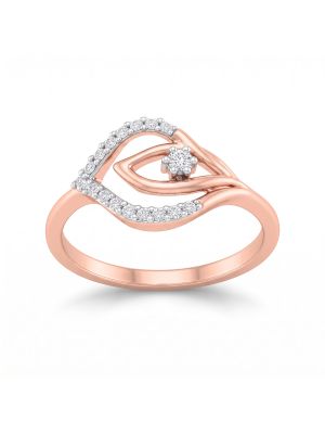Ornate Leaf Rose Diamond Ring-hover