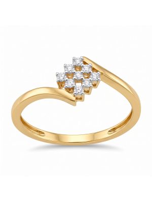 Elegant Rhombus Grid Cluster Diamond Ring-hover