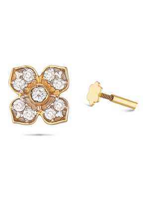 Flower Design Diamond Nose Pin-hover