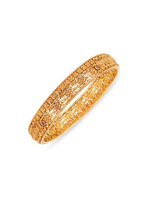 Enticing Floral Gold Bangle-hover