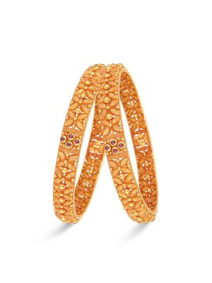 Enchanting Floral Gold Bangle-hover