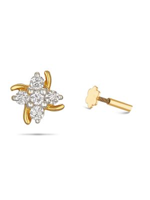 Floral Design Daimond Nose Pin-hover