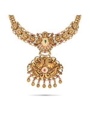Royal Antique Peacock Gold Necklace-hover