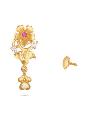 Impressive Flower Design Gold Drop Earring-hover