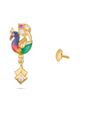 Enduring Peacock Gold Drop Earring-hover