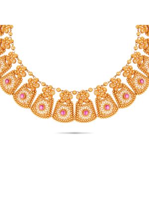 Enticing Trendy Gold Necklace-hover